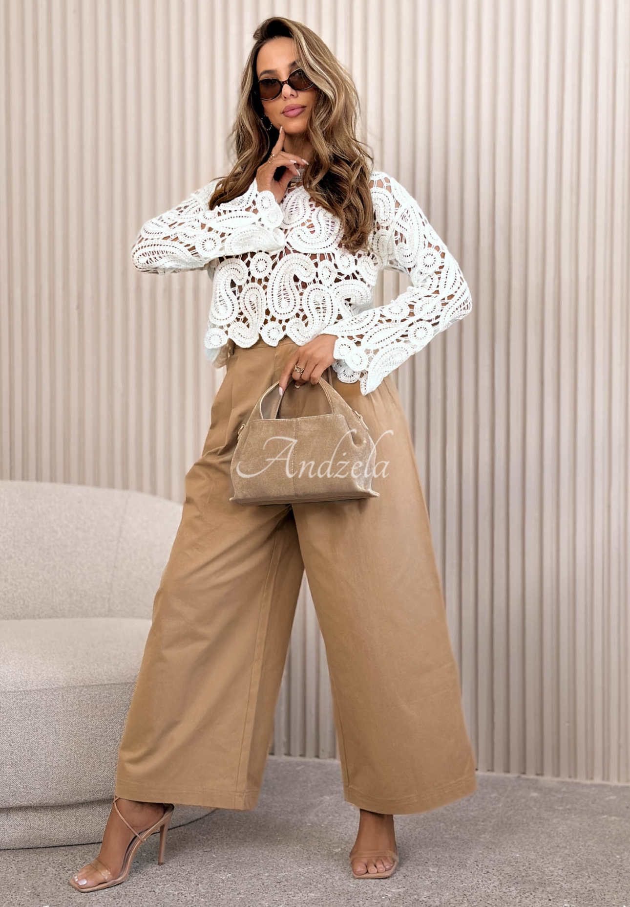 Pantaloni din bumbac wide leg Salena