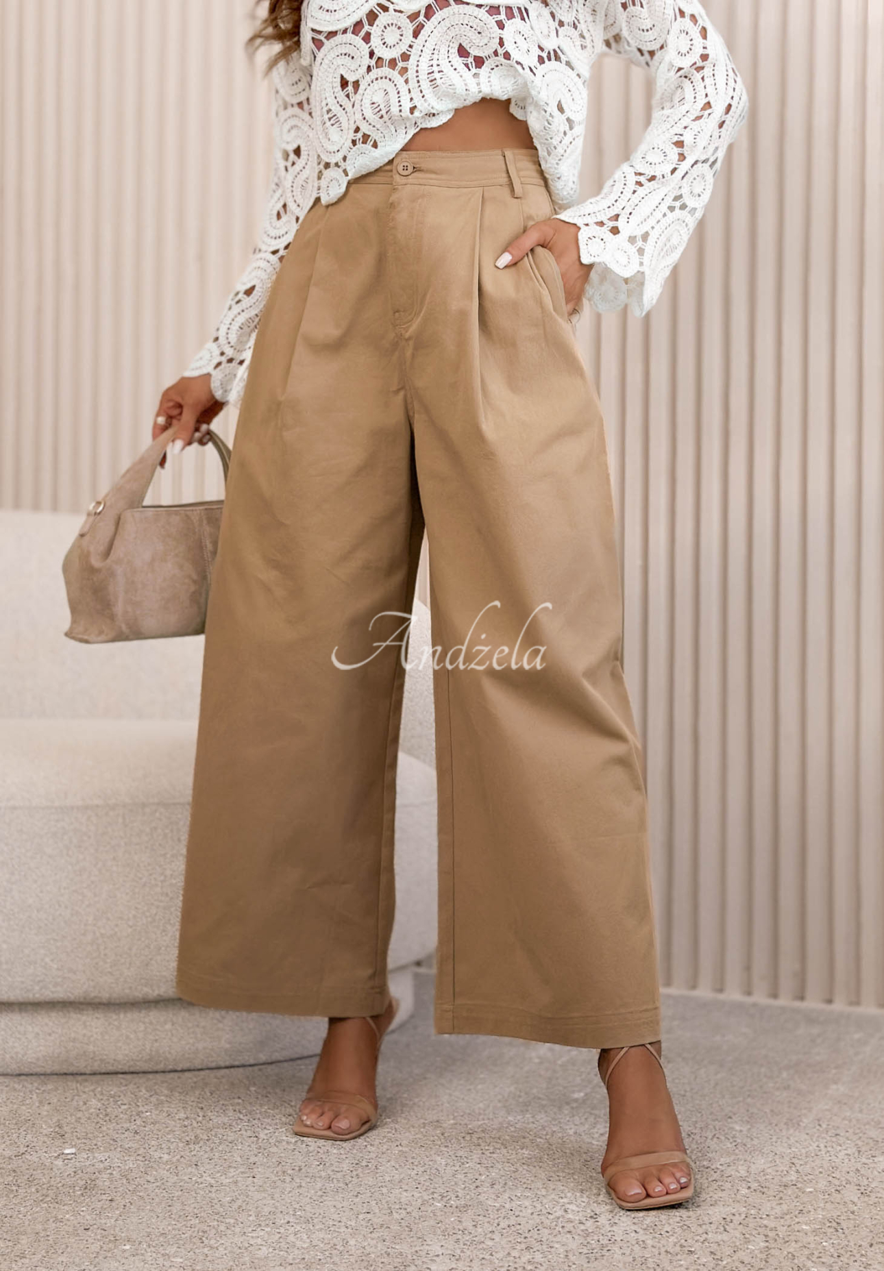 Pantaloni din bumbac wide leg Salena