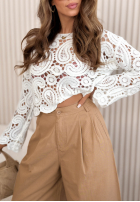 Bawełniane Pantaloni wide leg Salena camel