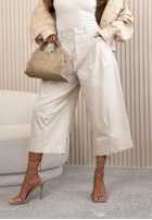 Bawełniane Pantaloni kuloty wide leg Connie ecru