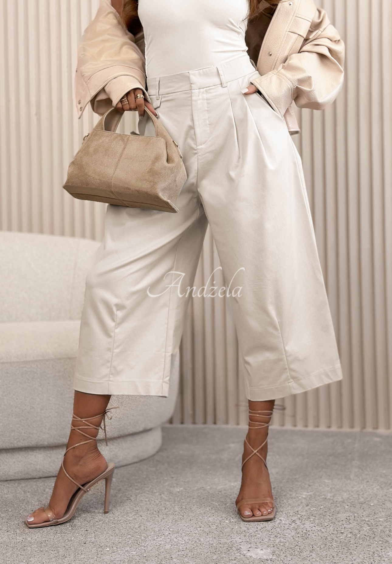 Pantaloni culotte din bumbac wide leg Connie