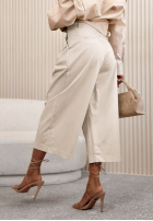 Bawełniane Pantaloni kuloty wide leg Connie ecru