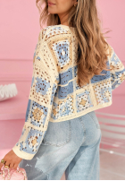 Ozdobnie pleciony ażurowy Pulover Moonstone błękitno-roz