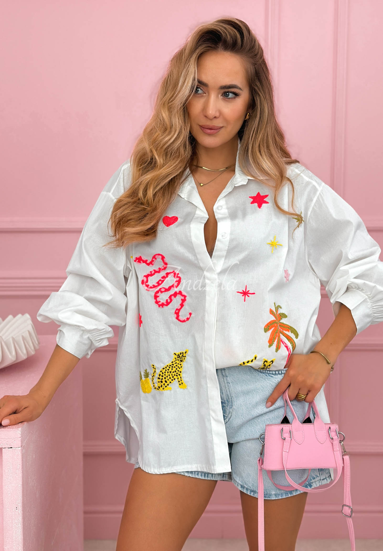 Cămașă din bumbac cu aplicații colorate Jungle Life