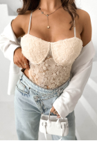 Koronkowe body na ramiączkach Persephone negre