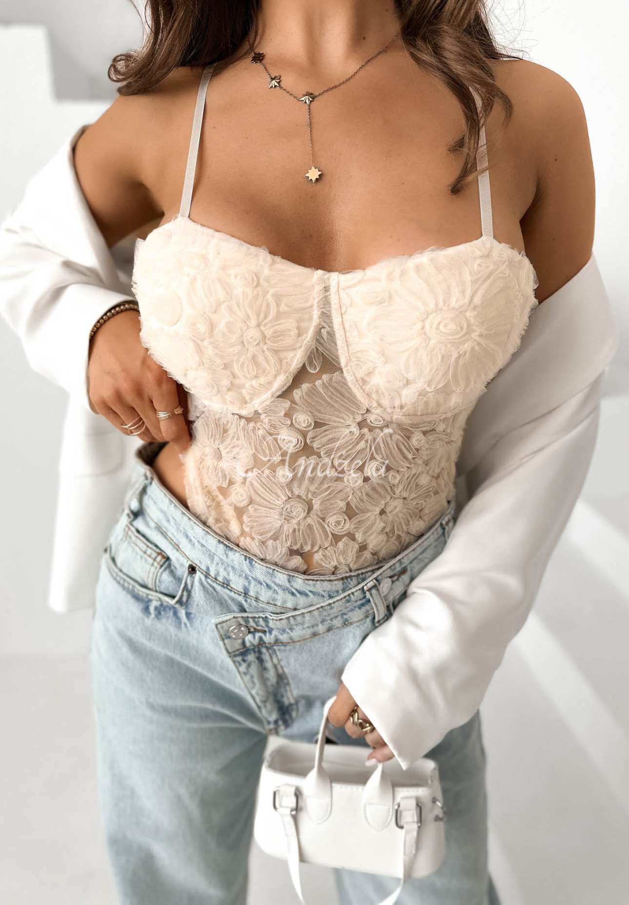 Body din tul cu bretele Laryssa