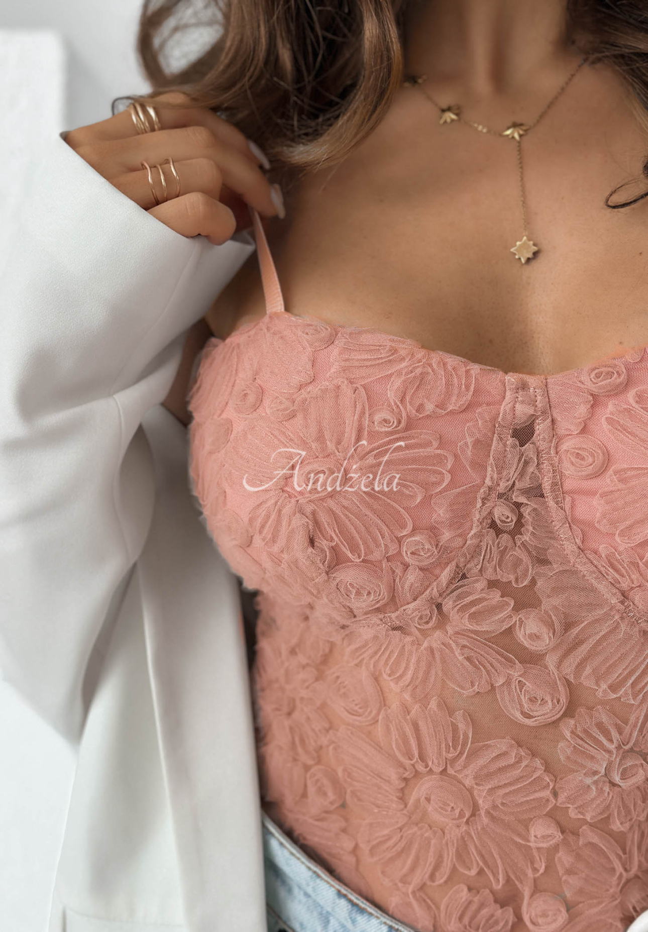 Body din tul cu bretele Laryssa