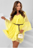 Zwiewna Rochie z falbankami z lyocellu Alive In Spring galben