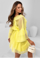 Zwiewna Rochie z falbankami z lyocellu Alive In Spring galben