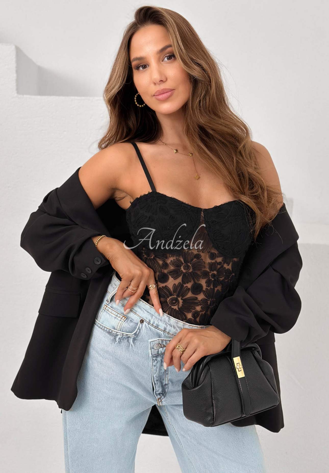 Body din tul cu bretele Laryssa