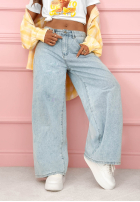 Pantaloni din denim wide leg Believe In Today albastru deschis