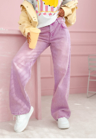 Pantaloni din denim mom fit Leticia roz