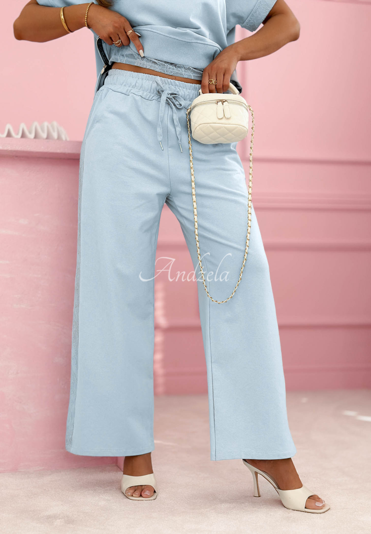 Set de trening din bumbac cu dantelă Lacy Actions