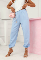 Kwieciste din material textil Pantaloni Evela bej