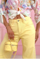 Pantaloni din denim mom fit Spring Whisper galbenă