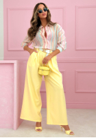 Cămașă z tencelu w paski Anastella roz pudră