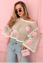 Krótki ażurowy Pulover z różami Lil Rosie galbene