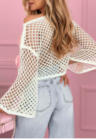 Krótki ażurowy Pulover z różami Lil Rosie galbene