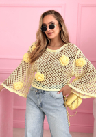 Krótki ażurowy Pulover z różami Lil Rosie galbene