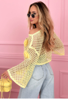 Krótki ażurowy Pulover z różami Lil Rosie galbene