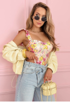 Kwieciste body na ramiączkach Blossom Ballet roz pudră