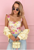 Kwieciste body na ramiączkach Blossom Ballet roz pudră