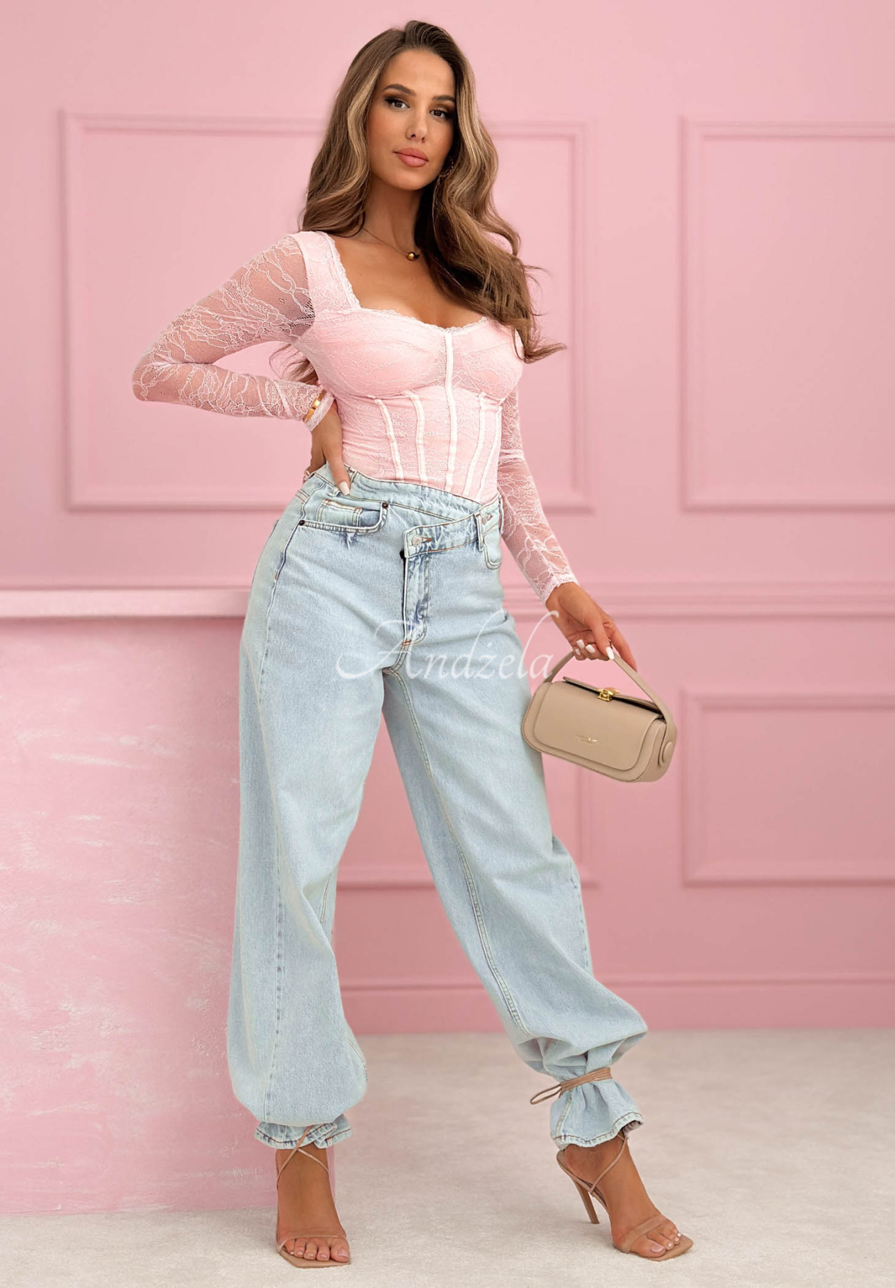 Body din dantelă cu mânecă lungă Noelia