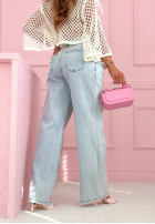 Pantaloni din denim wide leg Inspiring Thoughts albastre