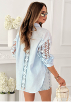 Cămașă z koronką The Only Spring albastru azuriu