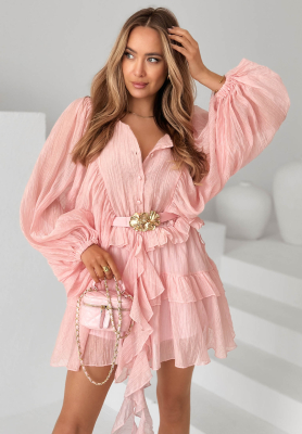 Rochie cu m&acirc;neci bufante și volănașe Tea On The Patio