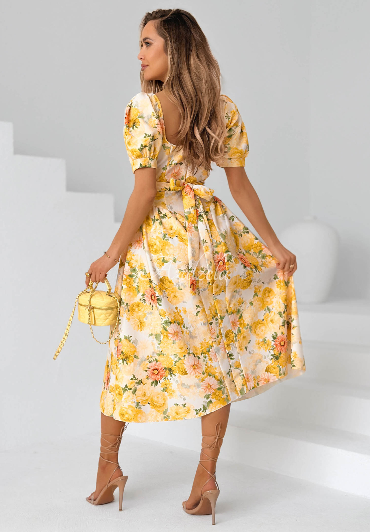 Rochie midi cu imprimeu floral și mâneci bufante Summer Flowers