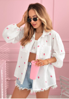 Cămașă w truskawki Sweet Strawberry albă