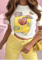 Tricou z nadrukiem Orange Aperol biało-galbene
