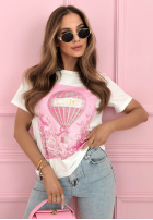 Tricou z nadrukiem Heaven Chic biało-roz