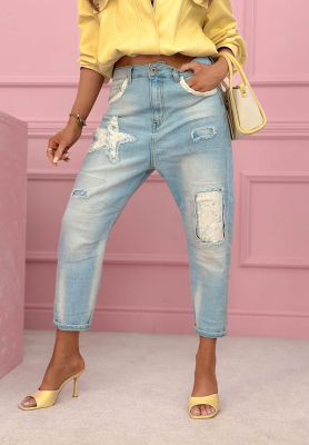 Blugi mom fit cu aplicații Place Like This