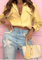 Pantaloni din denim mom fit z naszywkami Place Like This albastre