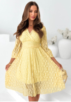 Koronkowa Rochie z marszczoną talią Good Moment galben