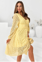 Koronkowa Rochie z marszczoną talią Good Moment galben
