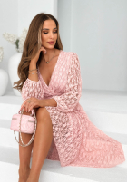 Koronkowa Rochie z marszczoną talią Good Moment galben