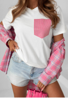 Tricou z ozdobną kieszenią Jennie ecru