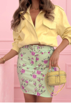 Fustă mini w róże Rose Days galben