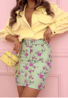 Fustă mini w róże Rose Days galben