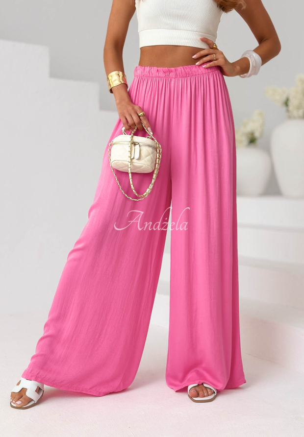 Pantaloni wide leg din viscoză Letter To Summer