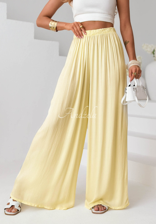 Pantaloni wide leg din viscoză Letter To Summer