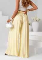din material textil Pantaloni wide leg z gumką taliei Tropical Paradise roz