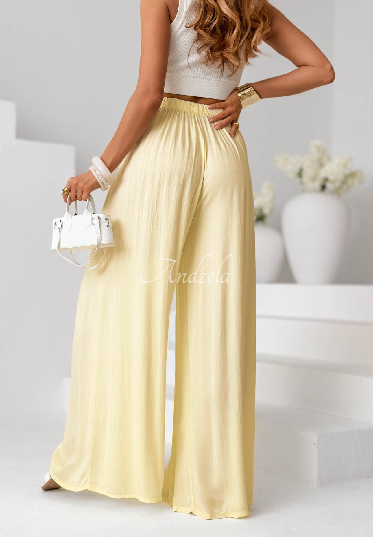 Pantaloni wide leg din viscoză Letter To Summer