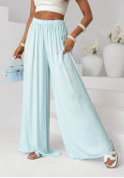 din material textil Pantaloni wide leg z gumką taliei Tropical Paradise roz