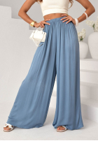 din material textil Pantaloni wide leg z gumką taliei Tropical Paradise roz