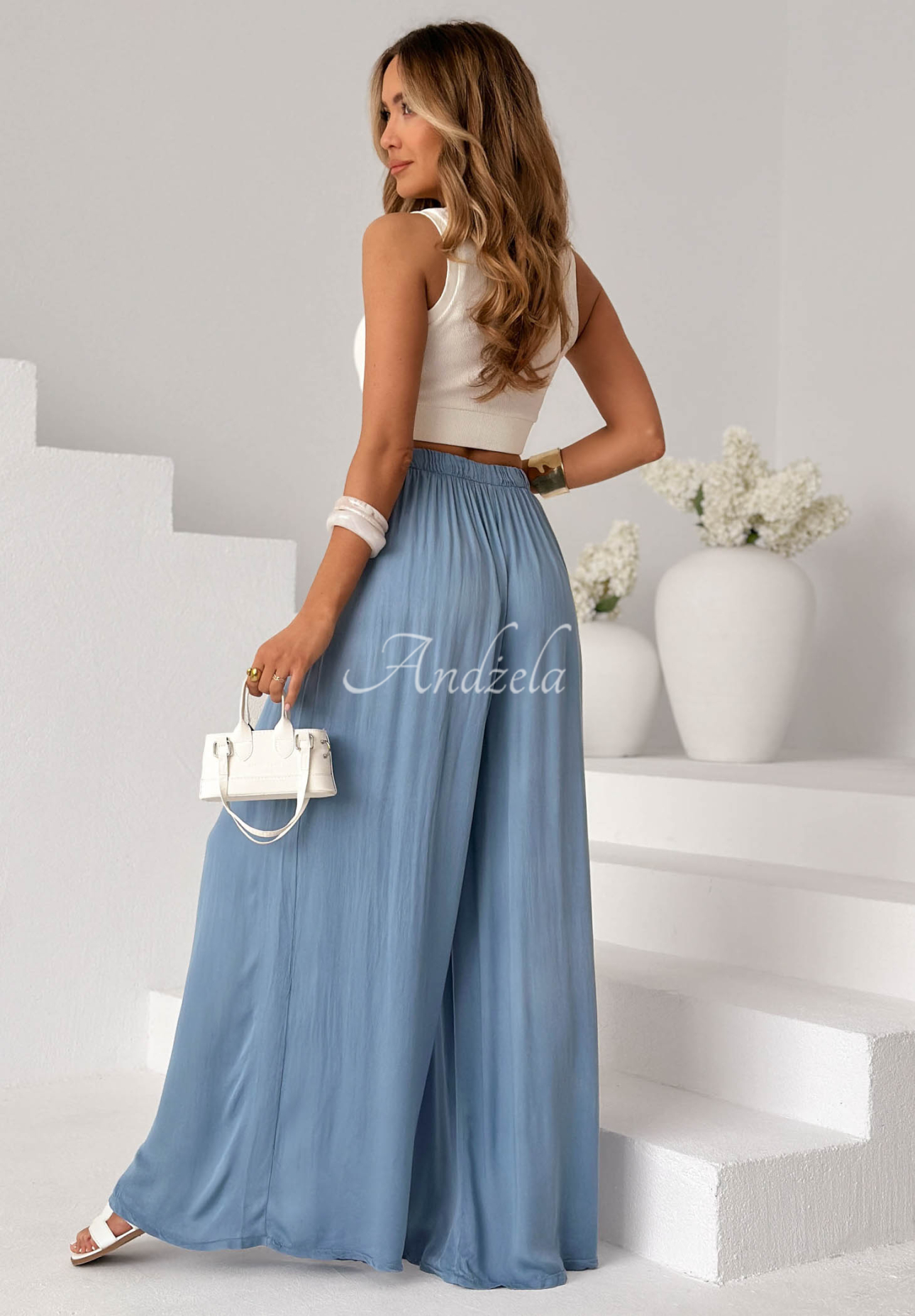 Pantaloni wide leg din viscoză Letter To Summer