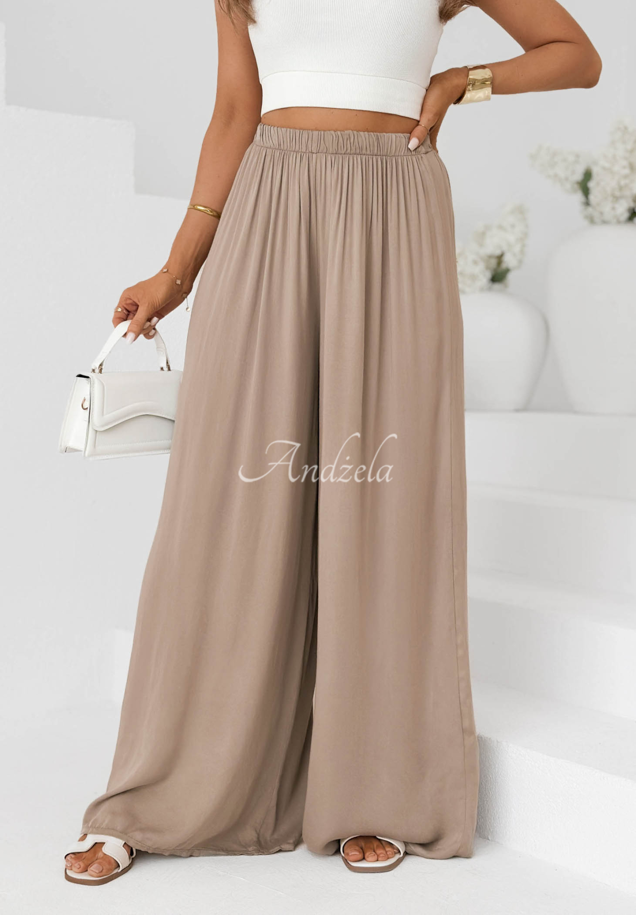 Pantaloni wide leg din viscoză Letter To Summer